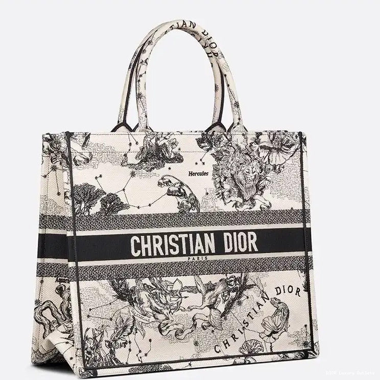 Cheap Toile Zodiac Jouy Motif Canvas White Tote Dior Book de 0609 Luxury